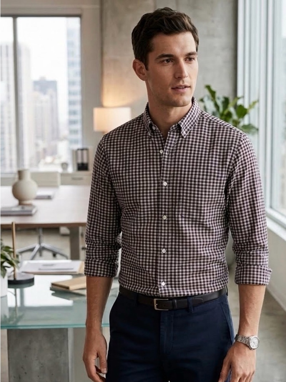 J. Crew Slim Fit Shirt Size M Plaid‎ Casual Button Down Preppy Office